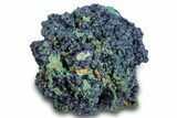 Sparkling Azurite Crystals on Fibrous Malachite - China #259646-1